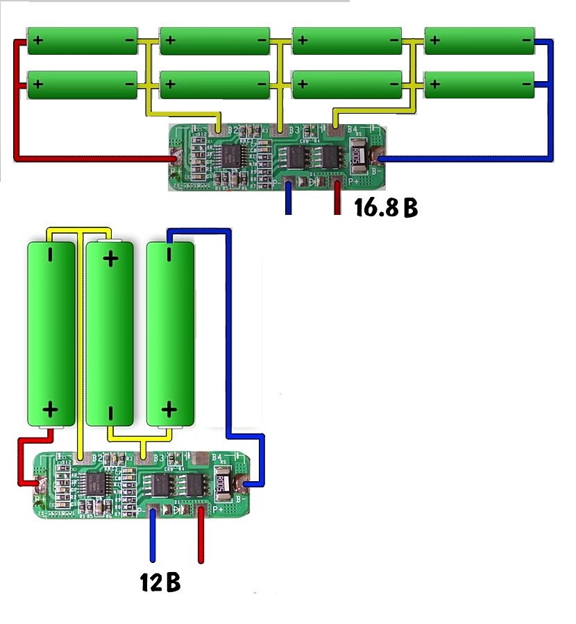 Подключение bms 3s к аккумуляторам 18650 схема