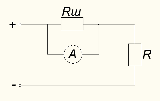 Схема подключения амперметра через шунт