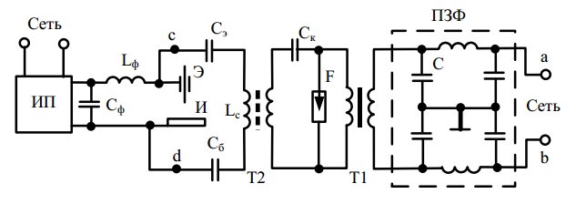Принципиальная электрическая схема осциллятора параллельного включения