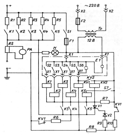 Электрическая схема балластного реостата РБС-300-1