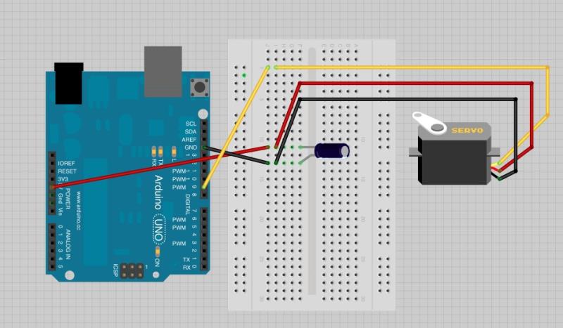 Серва, Arduino и конденсатор