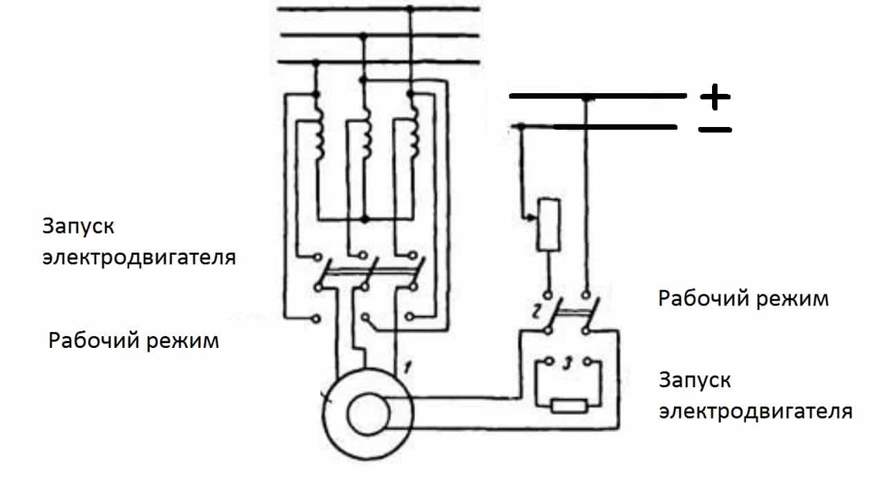 Схема пуска синхронного двигателя