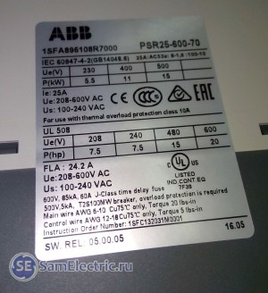 ABB PSR-25-600 - параметры