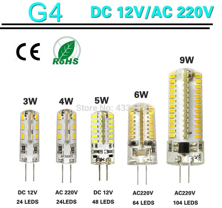 капсульные лампы G4 на 12В и 220В