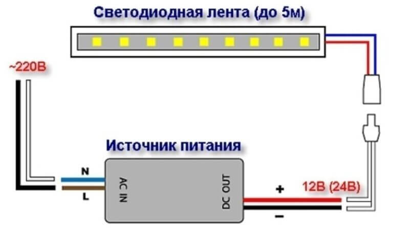 Схема подключения к сети 220 В