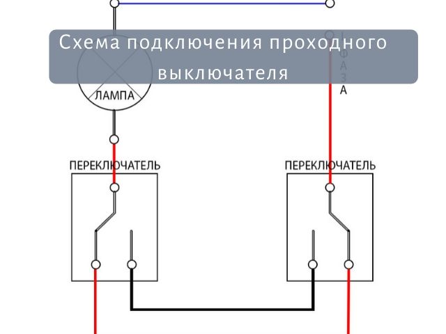 Как выглядит схема подключения проходного выключателя