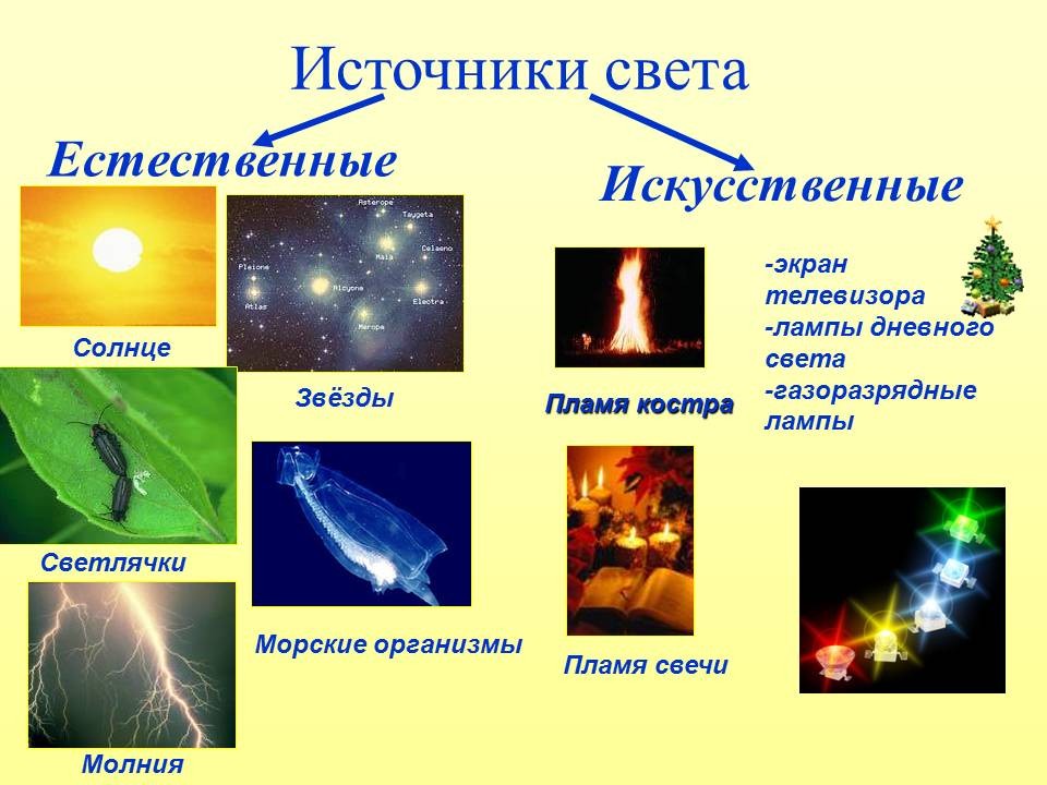 Естественные и искусственные источники света